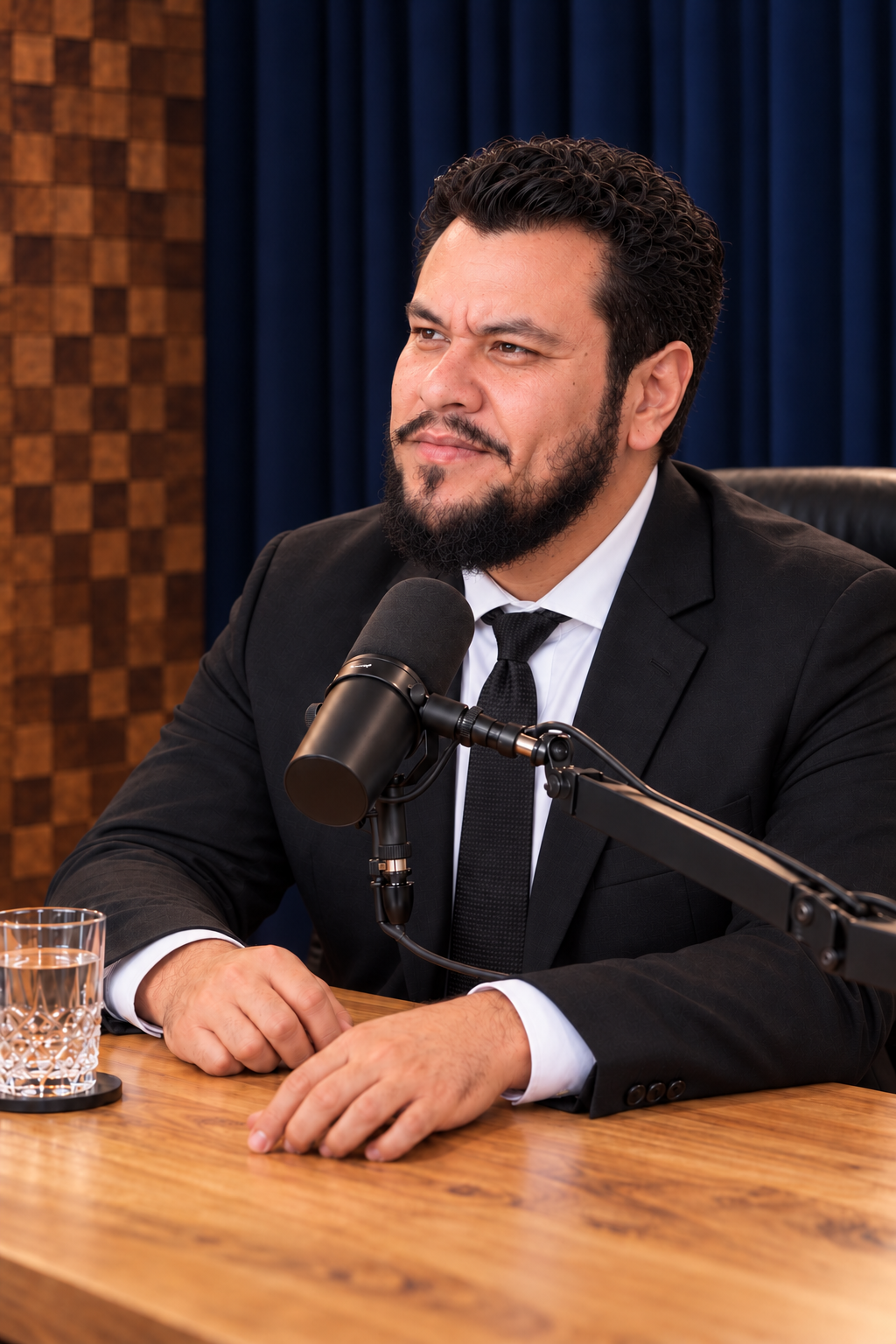 Portrait de Kin Levi dans un studio de podcast