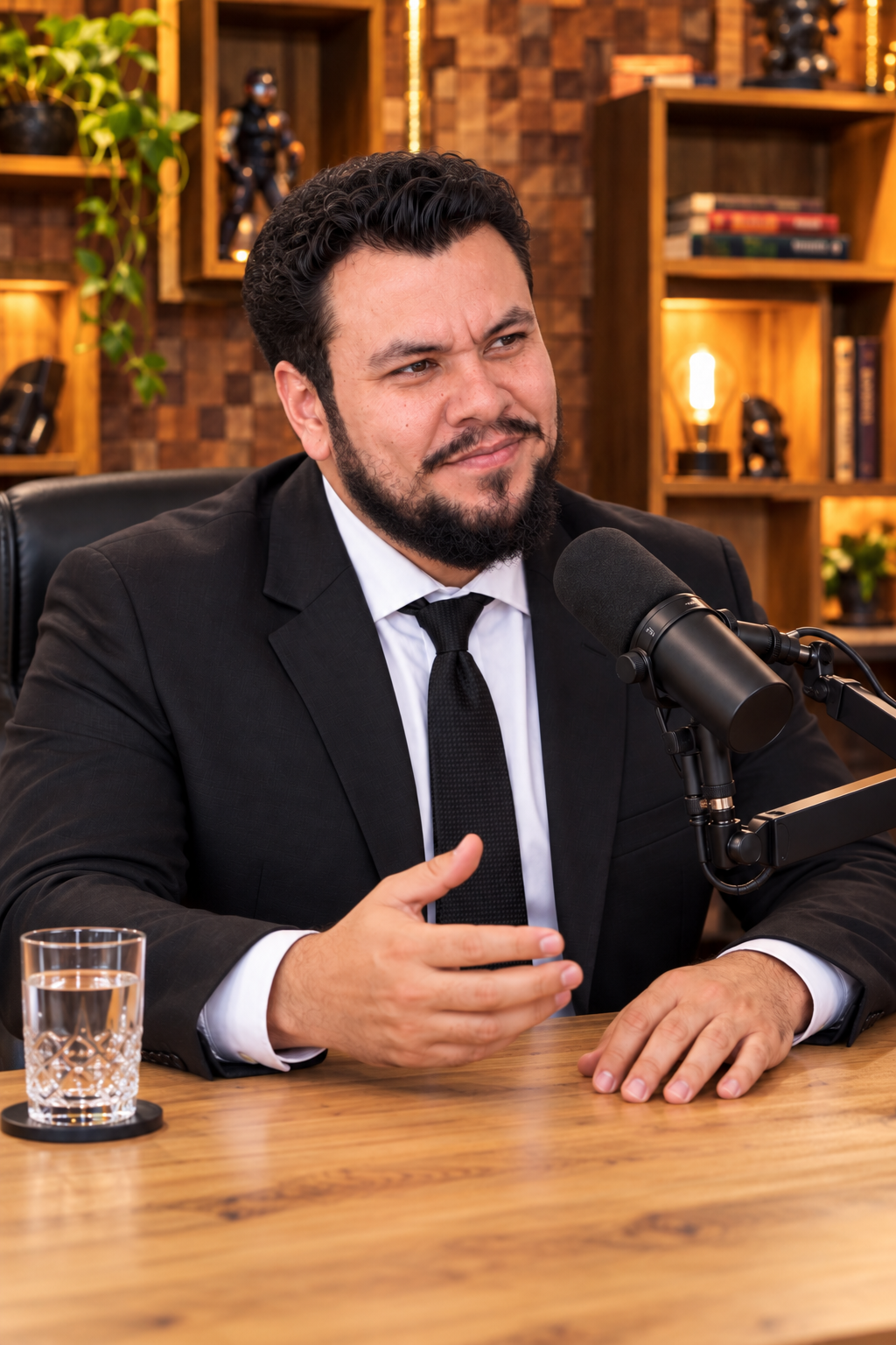 Portrait de Kin Levi dans un studio de podcast